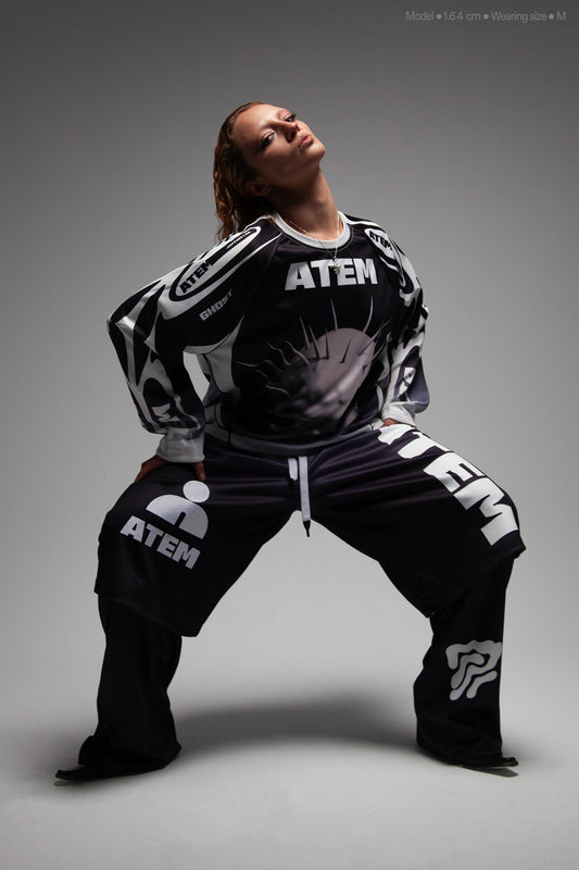 Atem Racing Pants – BLACK / Unisex – Oversize Fit